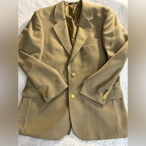 L.L. Bean Khaki tan Men's Blazer suit jacket with gold buttons 40R